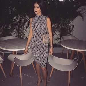 Retro pattern midi dress